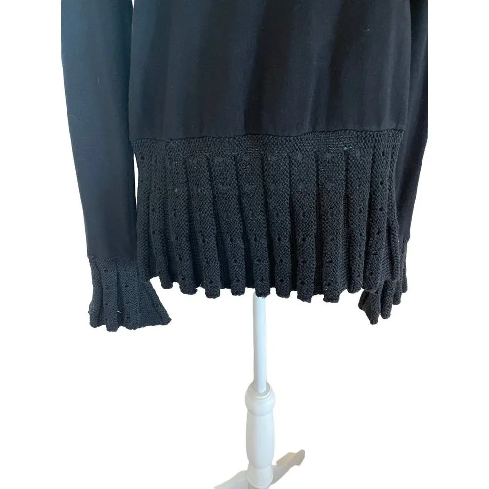 Lillie Rubin Vintage Knit Open Ruffle V-Neck Cardigan Long Bell Sleeve Sweater - Picture 6 of 11